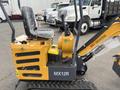 2024 AGT Mini Excavator featuring a yellow body a compact design and controls including a seat joystick and engine start button