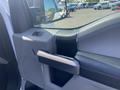 Interior view of the driver's side door panel of a 2017 Ford F-150 featuring a gray and black design with a chrome handle and control buttons for windows and locks