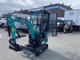 2024 AGT Industrial QH13R Mini Excavator with a turquoise arm and a black cabin designed for compact construction tasks