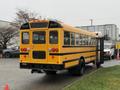 A yellow 2013 International 3000 school bus viewed from the rear showcasing its large windows and distinctive taillights