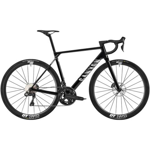 A 2026 Canyon Ultimate CF SLX 8 Di2 road bike in black with aerodynamic frame design disc brakes and lightweight wheels