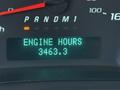 Digital display showing engine hours reading 3483.3 in a 2015 GMC Savana vehicle