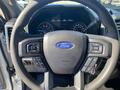 The steering wheel of a 2019 Ford F-150 featuring the Ford logo and various control buttons on the sides