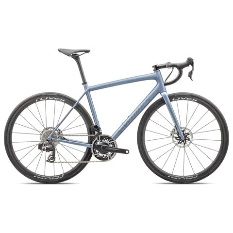 2025 Specialized S-Works Aethos LTD SRAM RED AXS Road Bike in a light blue color with aerodynamic design and sleek components