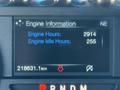 Engine information display showing 2914 engine hours and 255 engine idle hours on a vehicle dashboard