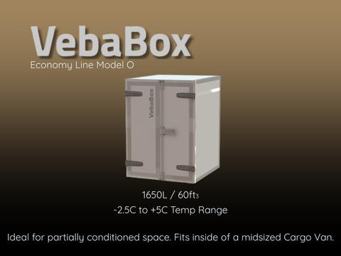 2025 Ford Transit with a VebaBox installed in the cargo area designed for partially conditioned space and temperature range of -2.5C to +5C