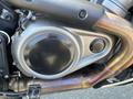 Close-up of the engine casing of a 2021 Harley-Davidson RA1250 S showcasing the metallic finish and exhaust pipe attachment