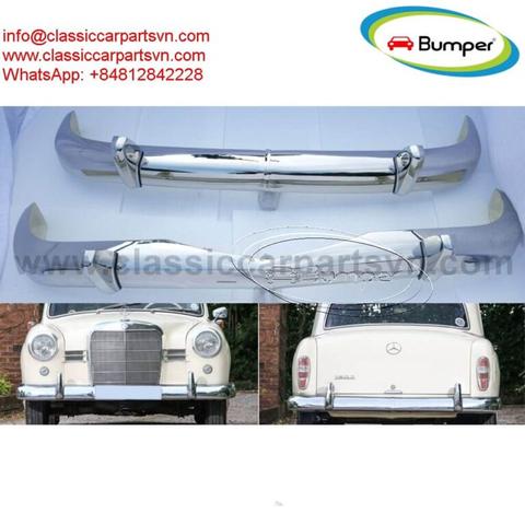 A pair of chrome bumpers for a Mercedes Ponton 4 cylinder W120 W121 showcasing a classic design