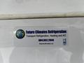 2019 Ford Transit Connect with a decal for Future Climates Refrigeration featuring a globe and contact information