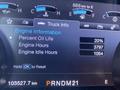2016 Ford F-150 dashboard display showing engine information with percent oil life at 20 percent engine hours at 3797 and engine idle hours at 1054