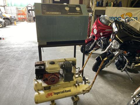 2000 Wilkerson Refrigerated Air Dryer with control panel and Ingersoll-Rand air compressor with a gas engine on a mobile cart