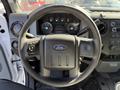 A 2015 Ford F-550 steering wheel with a black circular design featuring the Ford logo and controls on the left side