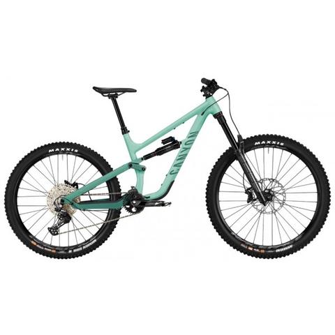 2024 Canyon Torque 5 Mullet Mountain Bike featuring a teal frame large tires and a dropper seat post designed for all-mountain performance