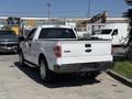 A white 2014 Ford F-150 parked with its bed and rear visible showcasing the truck's design and features