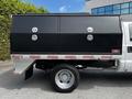 A 2016 Ford F-550 truck with a black utility body featuring two large compartments and silver handles on the side