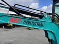 2024 AGT Industrial Green QH13R Mini Excavator with a distinctive turquoise arm and red lettering on the side indicating the brand