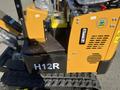 A yellow 2024 AGT Mini Excavator with a textured platform labeled H12R and various controls and gauges on the side