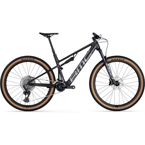 2026 BMC Fourstroke AMP LT ONE Mountain Bike with a sleek black frame wide tires and a modern design