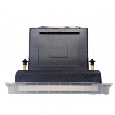 A Seiko SPT RC1536 13-150pl printhead featuring a rectangular design with two connectors at the top and a transparent ink reservoir at the bottom