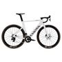 2025 Canyon Aeroad CF SLX 7 AXS road bike with a white frame disc brakes and DT Swiss wheels