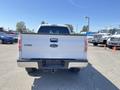 A 2014 Ford F-150 pickup truck viewed from the rear with a white exterior and the Ford logo on the tailgate