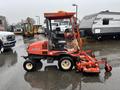 A 2012 Kubota F3680 lawn mower featuring a red exterior and attached mowing deck