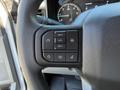 Close-up of a steering wheel control panel featuring buttons for cruise control volume and audio settings in a 2024 Ford F-550