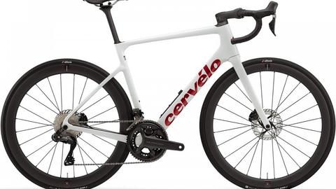 2026 Cervelo Caledonia-5 Ultegra Di2 Road Bike featuring a sleek white frame aerodynamic design and modern components