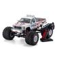 A Kyosho USA-1 VE Electric 1/8 Scale ReadySet Brushless Monster Truck featuring oversized tires and a detailed body design with decals and a remote control unit