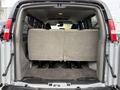The interior cargo space of a 2021 Chevrolet Express showing two rear seats and a flat floor with no visible cargo or additional items