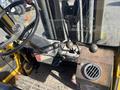 Interior view of a 1993 Hyster H80XL forklift showing the steering wheel gear shift levers and dashboard with controls and gauges