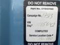 A label on a 2016 International 7400 indicating part number CTS1075D campaign number 1753 VIN SH1165642 and service location code