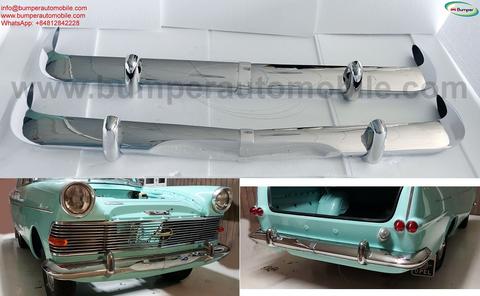 Stainless steel bumper for Opel Rekord P2 1960-1963 with shiny chrome finish and two attachment points