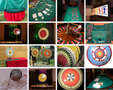 A collection of various party rental equipment including poker and roulette tables bingo cages and decorative inflatables