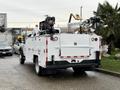 2017 Ford F-550 service truck with a white body featuring multiple tool compartments and mounted equipment on the roof