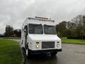 A white 2005 Workhorse W-Series delivery truck with a boxy design large front windows and a grill featuring headlights on either side