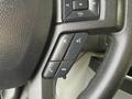 Close-up of the steering wheel controls of a 2022 Ford E-450 featuring buttons for volume, phone, and voice activation
