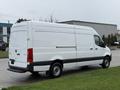 A white 2019 Mercedes-Benz Sprinter van with a high roof and a long body parked on grassy ground
