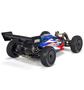 Arrma 1/8 TYPHON 6S TLR Tuned 4X4 RTR Brushless Buggy in red and blue with a sleek design and large tires suitable for off-road terrain