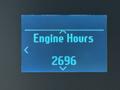 Display screen showing engine hours with the text Engine Hours and the value 2696
