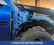 A blue 2019 RAM 1500 Classic with its front panel removed showing the engine compartment and tire visible