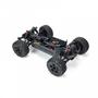 Arrma Big Rock 4X4 V3 3S BLX 1/10 RTR Brushless Monster Truck in black with large tires and detailed chassis layout showcasing the internal components
