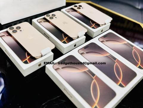 Multiple Apple iPhones including the iPhone 16 Pro Max 16 Pro 16 16 Plus and 15 Pro Max displayed in their boxes with associated phone cases visible