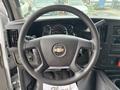 Steering wheel of a 2020 Chevrolet Express with a Chevrolet logo in the center and dashboard gauges visible behind the wheel