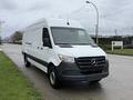 2019 Mercedes-Benz Sprinter van in white with a black front bumper parked on the side of a road
