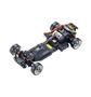 A detailed model of the Kyosho FAZER D2 2021 Toyota Tundra Drift Version in black featuring a RWD chassis and realistic components with visible tires and suspension system