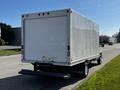 A white 2019 Ford Econoline box truck viewed from the rear with a smooth surface and no visible markings or features on the back