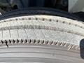Close-up of a worn tire tread showing visible signs of wear and uneven surface patterns