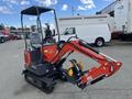 A 2024 AGT Mini Excavator with a red and black exterior features a cabin with a seat and controls a front digging arm with a bucket attachment