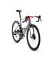 A 2024 BMC Teammachine R 01 Three Road Bike featuring a sleek design with a gray and red color scheme disc brakes and aerodynamic frame